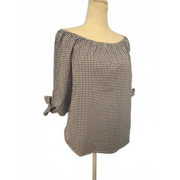 La Fée Maraboutée Off-Shoulder Gingham Top - Picture 3 of 12